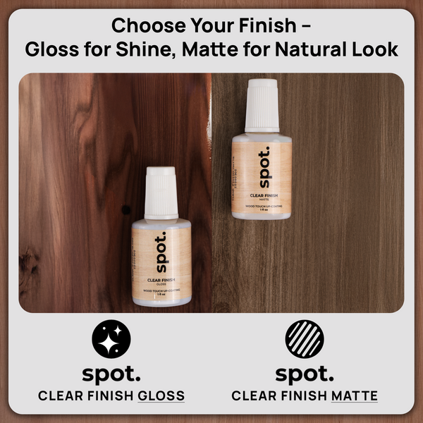 Spot Wood Finish Repair – Clear Coat 2-Pack (Gloss + Matte) | Step 2 Sealer for Scratch Repairs | Use with Spot Touch-Up Paint for Matching Sheen