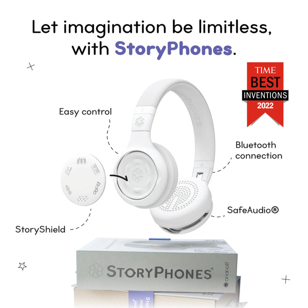 Storytelling Foldable Bluetooth Kids Headphones, Perfect for Travel, Learning, Screen-Free Entertainment, Stories and Music by ONANOFF
