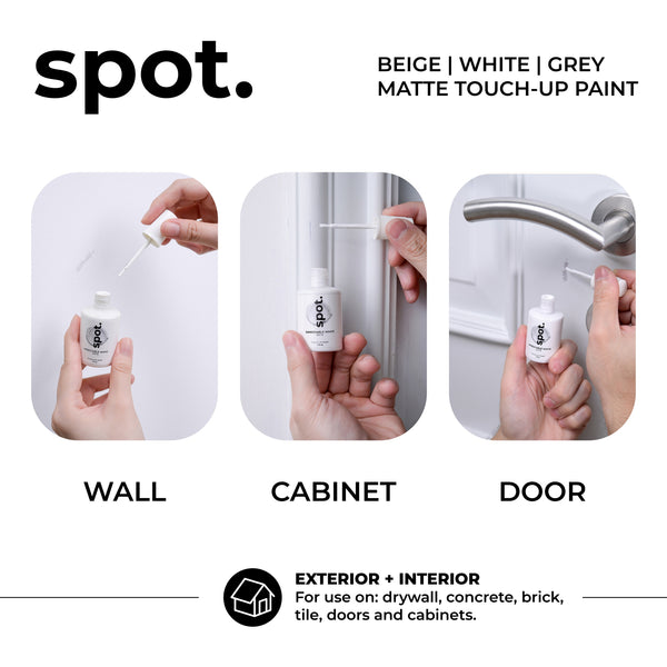 spot. Touch Up-Paint, Matte Finish, for Cabinets, Walls, Windows, Doors, and Furniture, 3 Color Kit Matches 90% of Surfaces