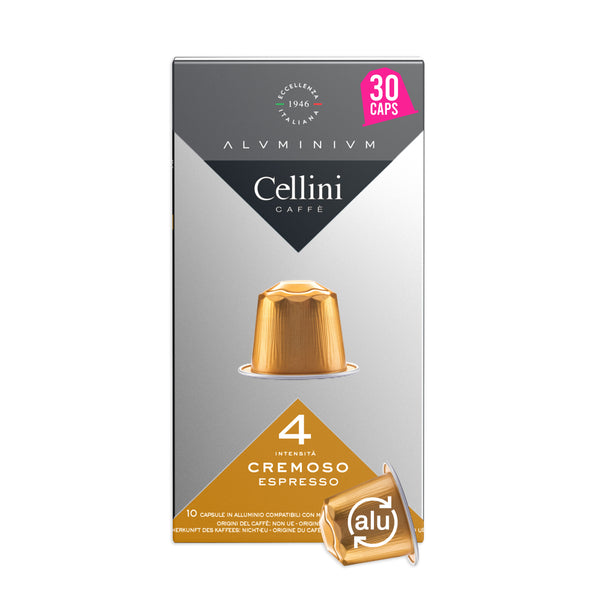 Cellini Caffè Aluminum Nespresso Pods, 100% Nespresso Original Machine Compatible, 30 Capsules